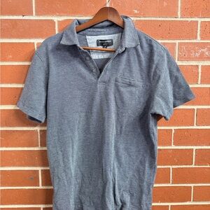 Banana Republic Dress Polo Shirt Gray Textured Short Sleeve Size M